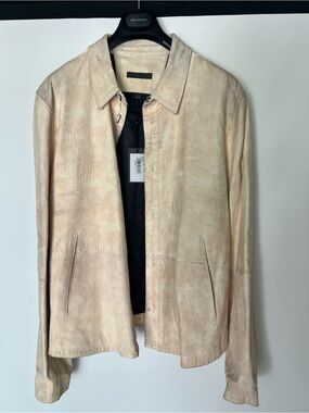 John Varvatos Light Beige Suede Shirt Jacket